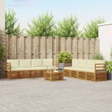 vidaXL Seturi de canapele 9 pcs Natural și Crem Lemn Solid de Acacia 3374550