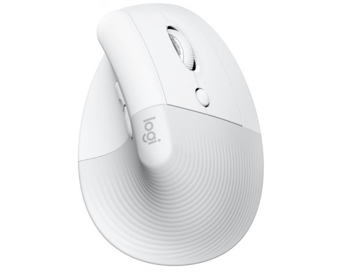 Mouse wireless vertical Logitech Lift, silentios, 4 butoane, offwhite - SECOND