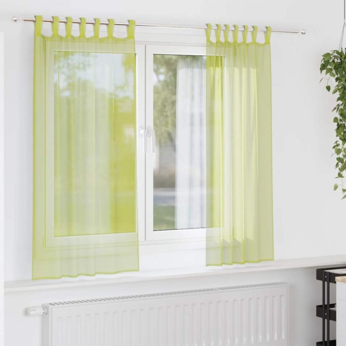 vidaXL Perdele din voile cu tablă 2 buc Verde măr