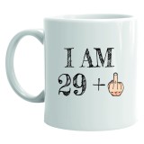 Cana alba personalizata cu mesaj 29+ , INOVATIX&reg;. 330ml