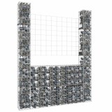 Coș de gabion &icirc;n formă de U, 2 st&acirc;lpi, 140x20x200 cm, fier