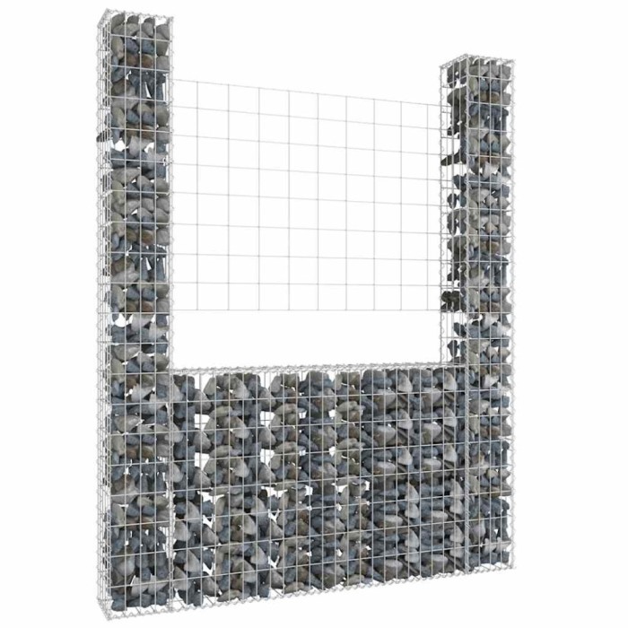 vidaXL Coș de gabion &icirc;n formă de U, 2 st&acirc;lpi, 140x20x200 cm, fier
