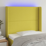 Tablie de pat cu LED, verde, 83x16x118/128 cm, textil GartenMobel Dekor, vidaXL