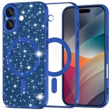 Husa premium iPhone 17 Asteroid GSM Luxury Glitter MagSafe, albastru