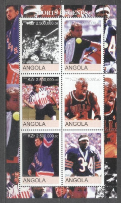 Angola 2000 Sports legends, perf. sheet, MNH S.084 foto