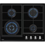 Plita incorporabila Teka GZC 64320 XBC (E4), Gaz, 4 arzatoare, Aprindere electrica, Gratare fonta, Sigurata, 60 cm, Negru