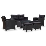 Cumpara ieftin Gossi set mobilier de gradina cu perne, 6 piese, negru, poliratan