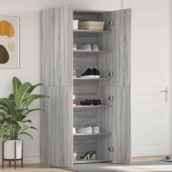 Dulap pentru Pantofi Gri Sonoma 80x35,5x180 cm Lemn Prelucrat