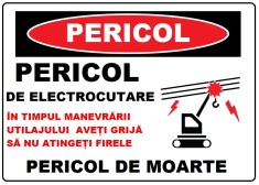 Placuta pericol de electrocutare nu atingeti firele de curent foto