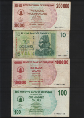 Set 4 bancnote Zimbabwe #3 foto