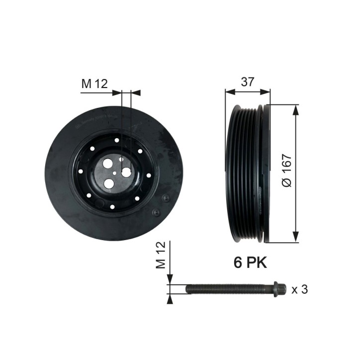 GATES TVD1060A DriveAlign&reg; Fulie curea, arbore cotit