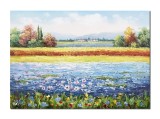 Cumpara ieftin Tablou living, dormitor 3D peisaj pictat manual, Camp cu flori, 70x50cm ulei pe panza in relief, Valentin Pop