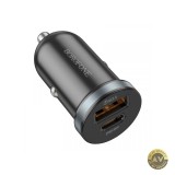 Incarcator Auto Borofone BZ22 Scenery 30W 3A 1 x USB-A - 1 x USB-C Negru