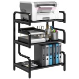 HOMCOM Etagere de depozitare cu 3 niveluri etajeră metalică design industrial structură din oțel 55 x 40 x 77 cm Negru | Aosom Romania