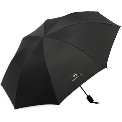 Umbrela, Protectie UV Soare, Protectie Ploaie, Pliabila, din Vinil si Otel, 96 x 67 cm, Negru foto