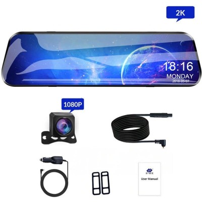 Camera Auto Tip Oglinda E-ACE A38, Dubla, 12&amp;quot; Inch, 2K, IPS, Touch Screen, 1440P, Night Vision, PIP foto