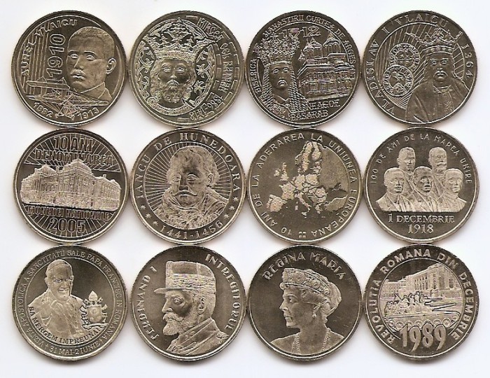 Romania Set 12 - 50 bani 2010-2019 Set complet comemorative - din fasic, UNC !!!