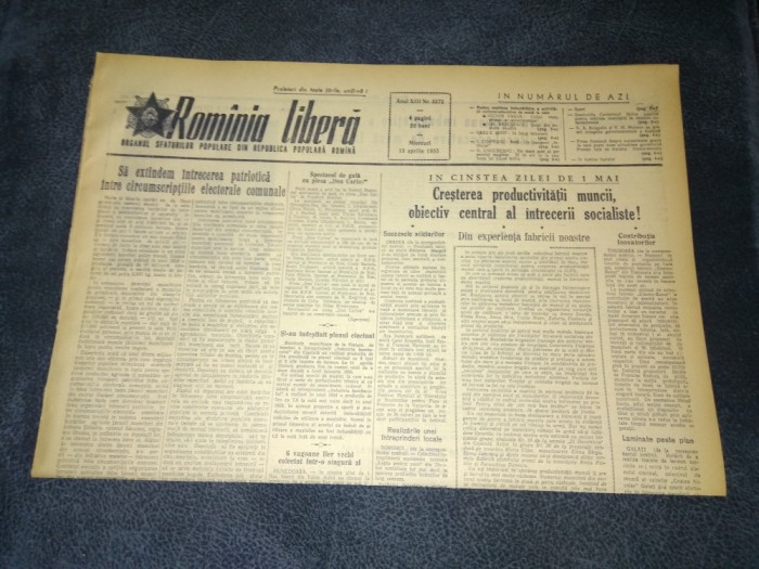 ZIARUL ROMANIA LIBERA 13 APRILIE 1955
