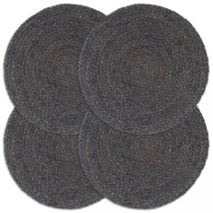 vidaXL Naproane, 4 buc., gri &icirc;nchis, 38 cm, iută, rotund 133836