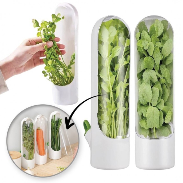 Recipient pentru depozitarea ierburilor proaspete, menta, legume pentru frigider si alte produse, 25x6.5cm, POJ08