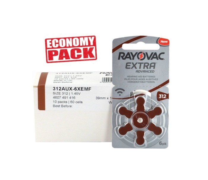 Baterii Rayovac 312 pentru aparate auditive Economy Pack 60 baterii Baterii Rayovac 312 pentru aparate auditive Economy Pack 60 baterii