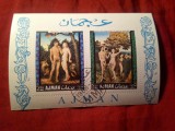Bloc Ajman 1968 - Pictura - Adam si Eva , stampilat