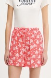 Tommy Jeans pantaloni scurți culoarea portocaliu, cu imprimeu, high waist, DW0DW20359