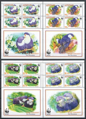 Aitutaki 2002 Mi 772/75 klb - WWF: pasari, fauna foto