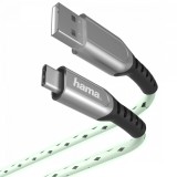 Cumpara ieftin Cablu de incarcare/date, USB-A - USB-C, fluorescent &quot;Glow&quot; 1.5 m, Hama