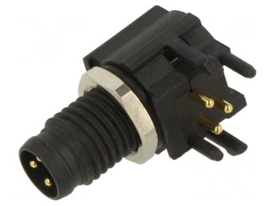 Conector M8 Tată 4 PIN 90&amp;deg; Montare Panou 3A foto
