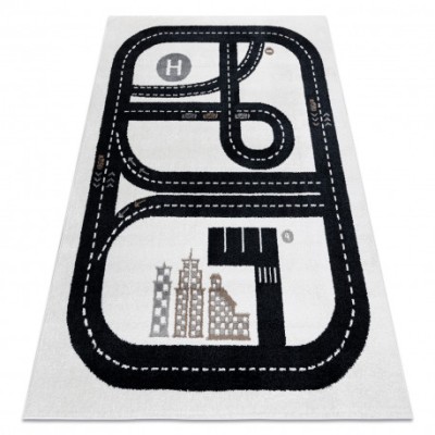 Covor FUN Track pentru copii, strada, oraș, cremă, 200x290 cm foto