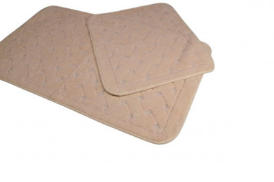 Set de 2 covorase pentru baie, bumbac 100%, Hamper Beige foto