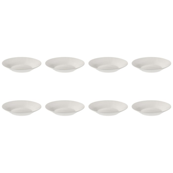 Set Farfurii 8 piese, Farfurii Adanci, Portelan, Albe, diametru 22.5 cm