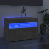VidaXL Comodă TV cu lumini LED, gri beton, 60x35x40 cm