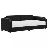 Cumpara ieftin Pat de zi cu saltea, negru, 80x200 cm, textil