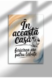 Unframed Dog Quote Canvas Poster in Romanian - Digital Print - Fericirea are patru Labute | A4 (21 x 29.7 cm)