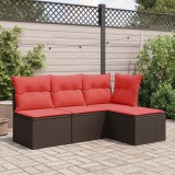 Gossi taburet de gradina cu perna, maro, 55x55x37 cm, poliratan