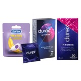 Cumpara ieftin Pachet Prezervative Durex Intense 10 bucati + Lubrifiant Intense Gel 10 ml + Inel Vibrator