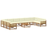 vidaXL Set de canapele de exterior cu pernă 11 pcs Natural și Crem 3382948