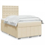 Gossi pat continental cu saltea, crem, 120x190 cm, textil