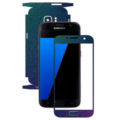 Set Folii Skin Acoperire 360 Compatibile cu Samsung Galaxy S7 - ApcGsm Wraps Chameleon Purple/Blue foto