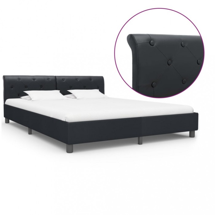 vidaXL Cadru de pat, negru, 180 x 200 cm, piele ecologică 284881