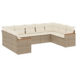 Cumpara ieftin Set canapele de gradina, 9 piese, cu perne, bej, poliratan