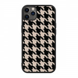 Husa iPhone 12 Pro Max - Skino Houndstooth, textil negru bej