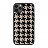 Husa iPhone 12 Pro - Skino Houndstooth, textil negru bej