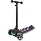 Trotineta pliabila, Action One Dots, cu lumina frontala, muzica si roti luminoase, Negru