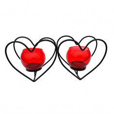 Suport lumanari in forma de inima cu 2 boluri, 1065E1