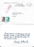 A3407N Fran&ccedil;ois Mitterand către Maria Barzan din Cluj-Napoca, 1990, mesaj și semnătură olografe facsimilate plic cu antet Pr&eacute;sident de la R&eacute;publique