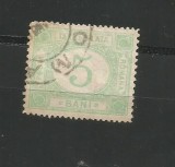 No(09) timbre- ROMANIA 1887 TAXA DE PLATA FARA FILIGRAN VALOAREA 5 BANI