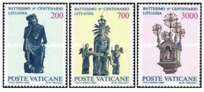 Vatican 1987 - 600 de ani de la botezul Lituaniei, serie neuzata foto
